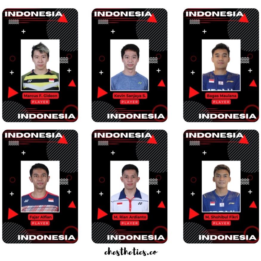 Atlet Badminton Bulutangkis Photocard ID Card Minions Daddies Kevin Sanjaya Jonathan Christie Gintin