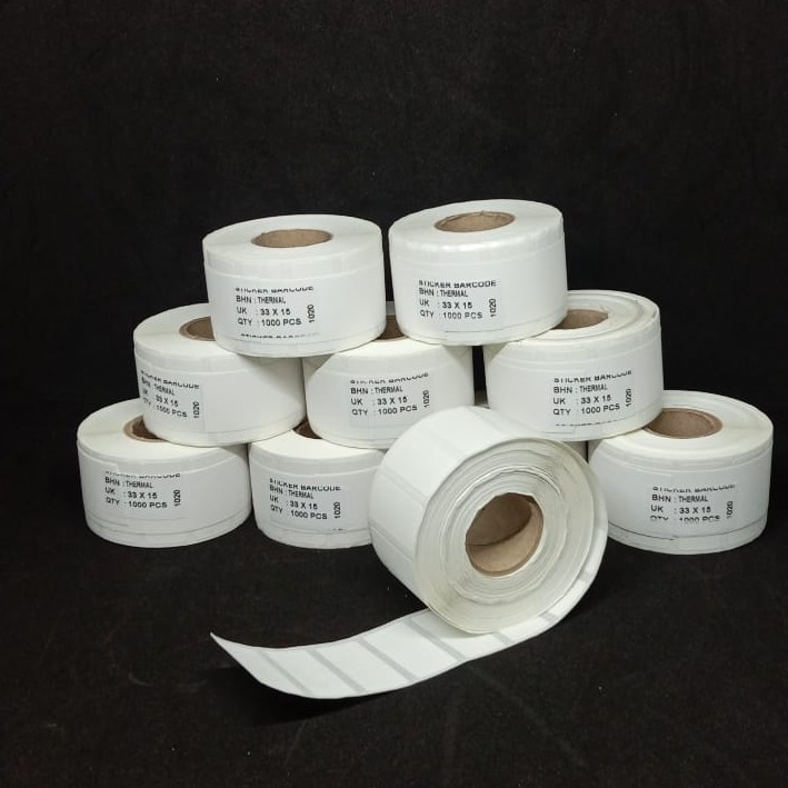 LABEL THERMAL BARCODE 33X15 1 LINE/2 LINE ISI 1000 LABEL HARGA STOK STIKER MAKANAN MINUMAN