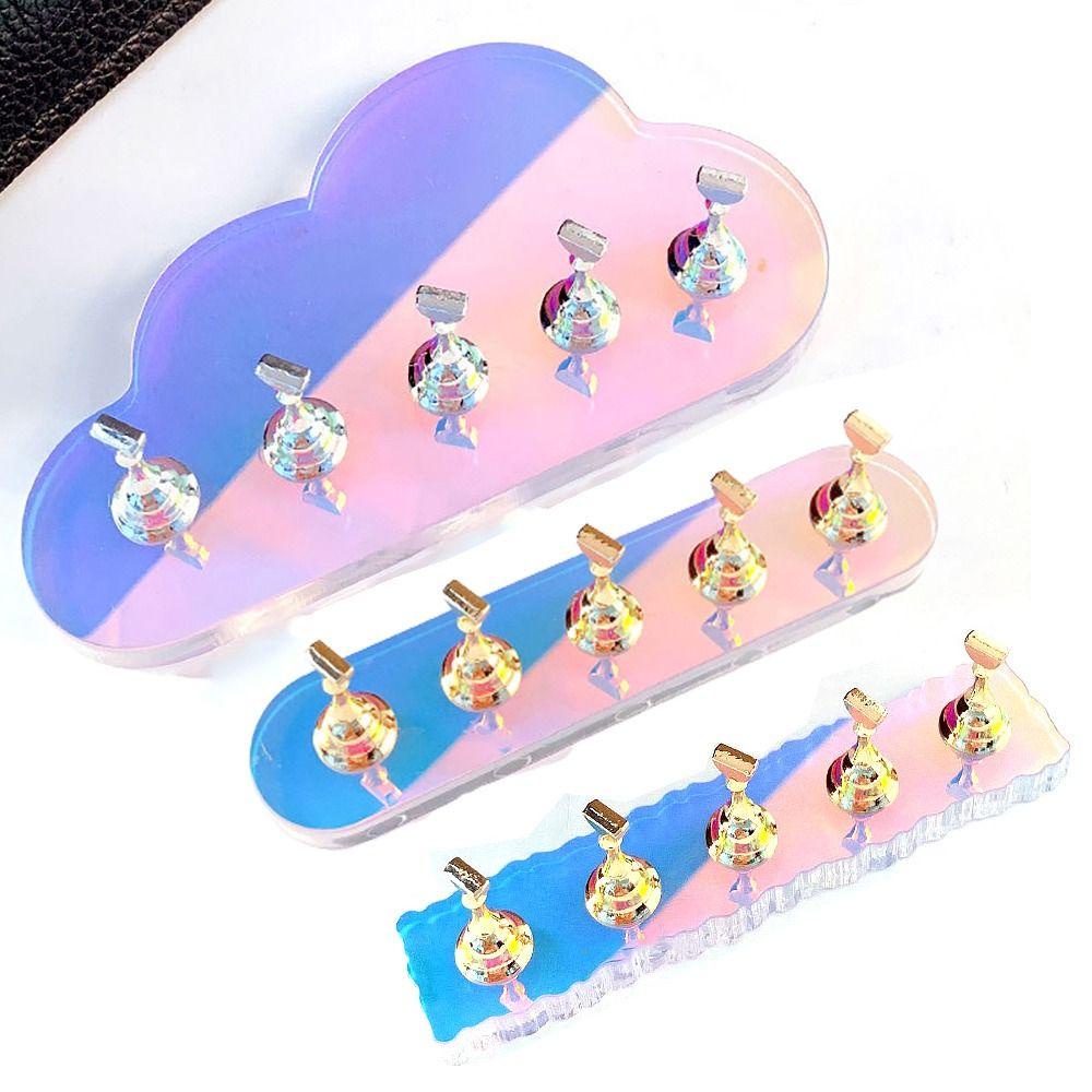 Needway   Tempat Ujung Kuku Palsu Aurora Cewek Nail Display Stand Salon Rak Mandi Tekan Pada Kuku Nail Art Stand Praktek