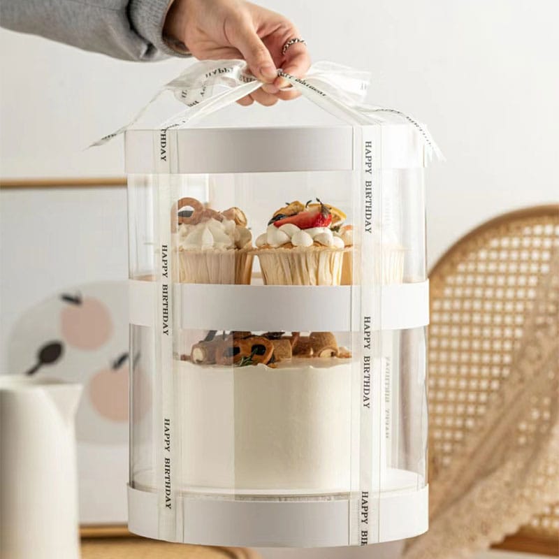 Kotak Dus Kue Cake Box Kardus Kue Tinggi Bulat Tabung DOUBLE TIER D.22