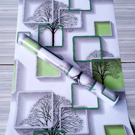 Wallpaper sticker kotak 3D hijau 8meterx45cm