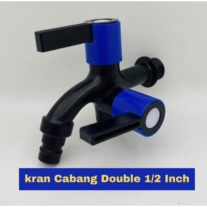 23QS Kran Air Shower Mandi Cabang Double / Keran Bak Mesin Cuci Hitam