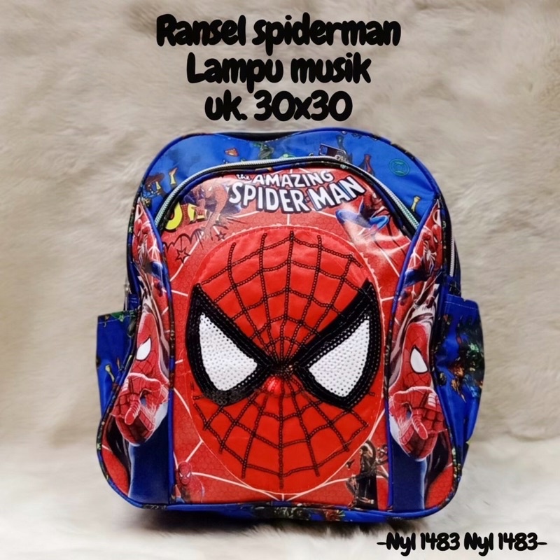 Tas ransel anak LED Spiderman tas sekolah anak TK SD PAUD tas ransel anak simple LED MUSIK spiderman