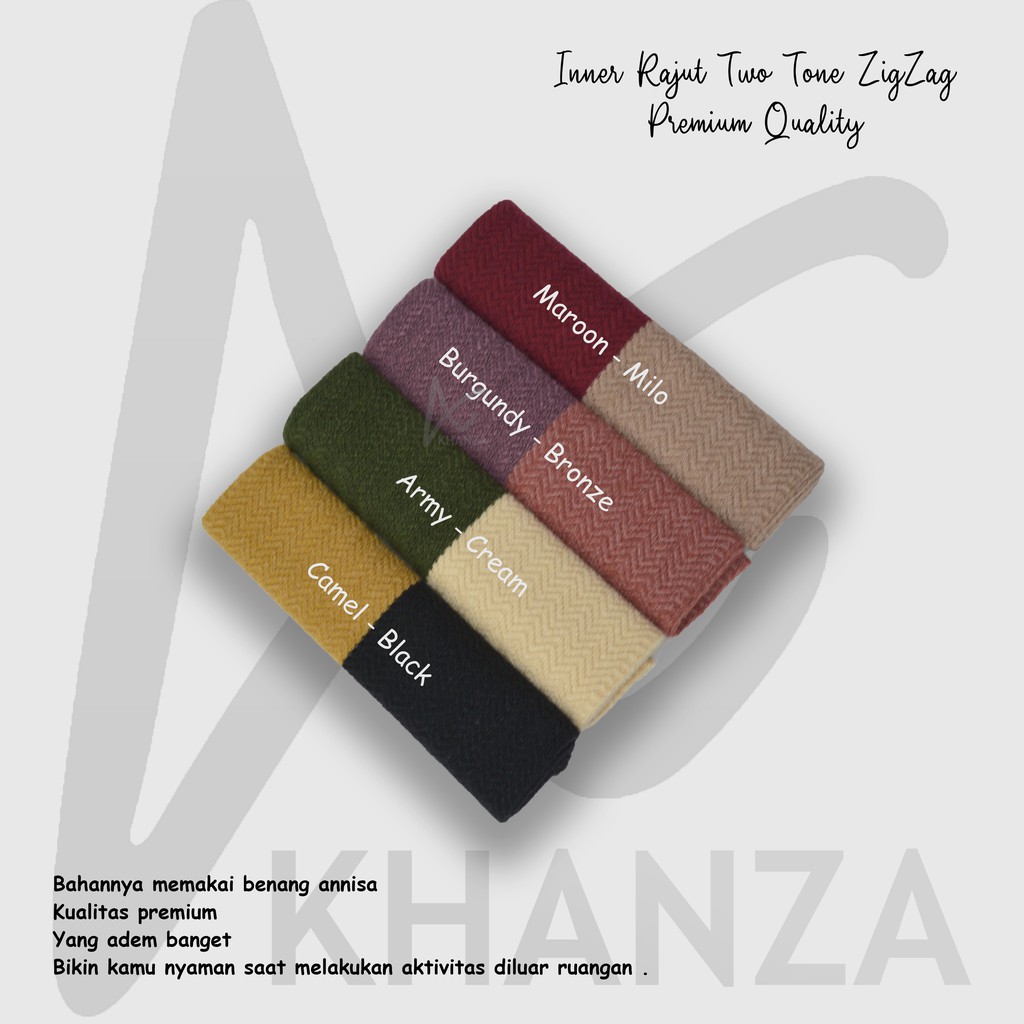 Inner Rajut 2 Warna Zigzag Ciput Bandana Two Tone Premium