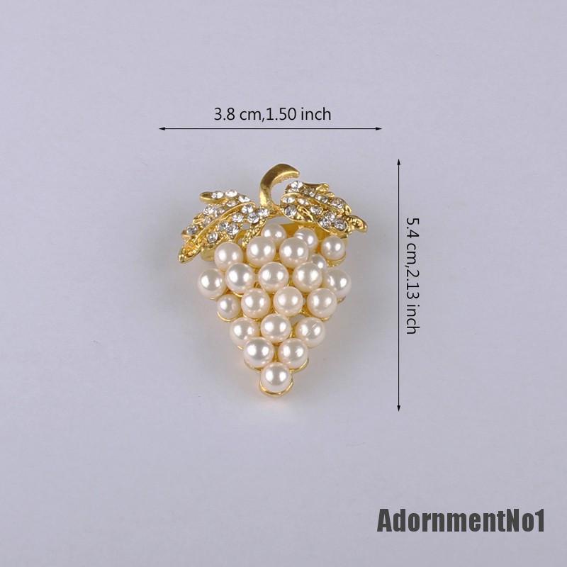 (Adornmentno1) Pin Bros Anggur Hiasan Mutiara + Berlian Imitasi