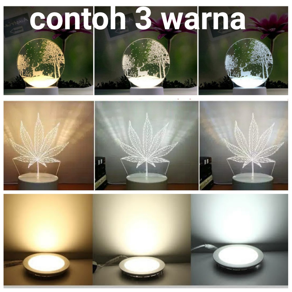 3 warna Lampu hias 3D 3 dimensi untukdi meja kamar tidur akrilik