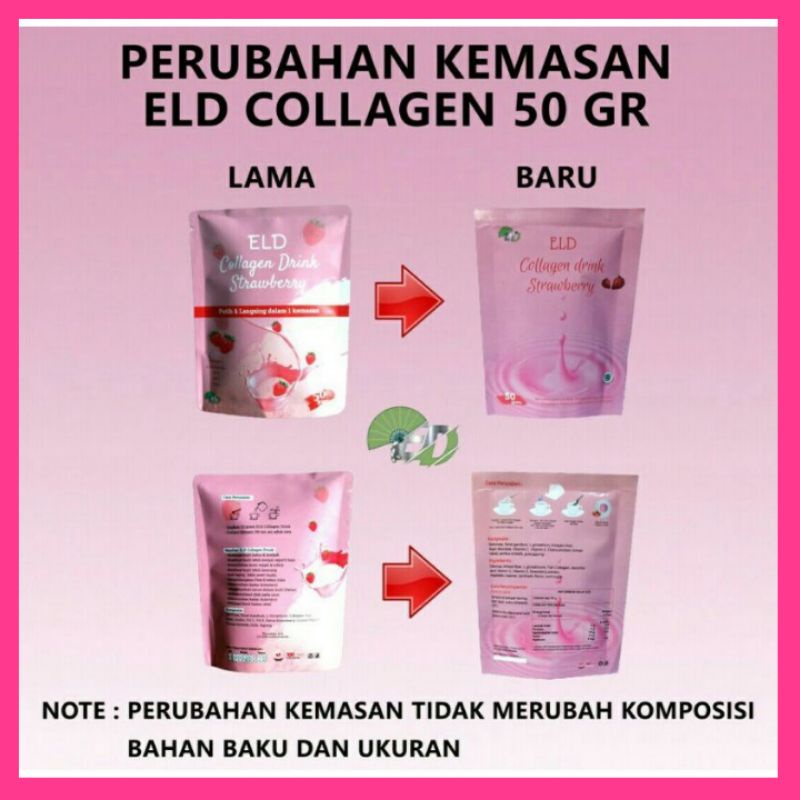 ELD COLLAGEN DRINK STRAWBERRY PEMUTIH BADAN &amp; PELANGSING BADAN BPOM &amp; HALAL MUI