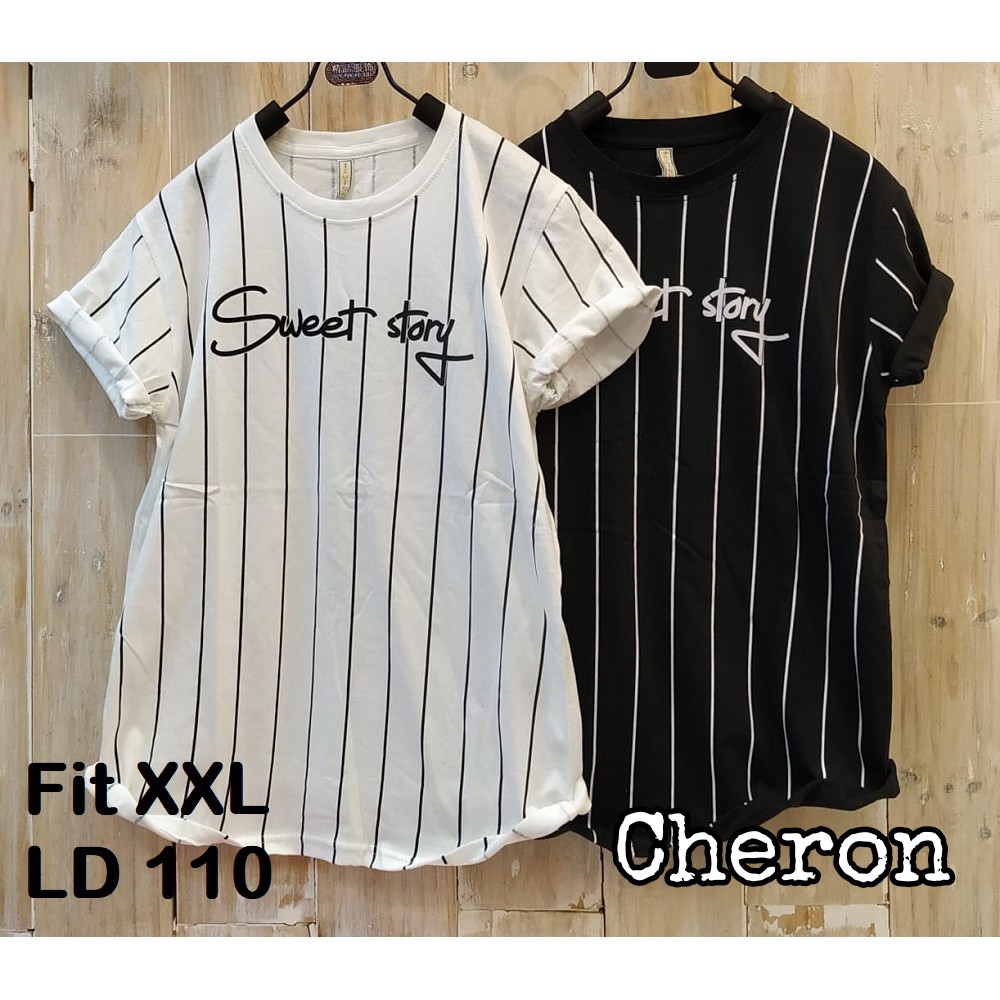 CHERON 19406 - Kaos Distro Wanita Fit XXL LD 110 Baju Atasan Oblong Cewek Jumbo 2XL Big Size Bigsize
