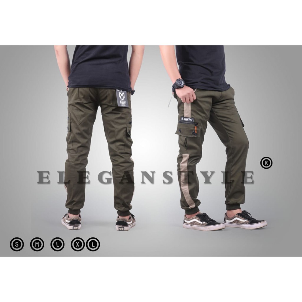 celana joger pria list army -jogger pants pria green army-joger terbaru murah berkualitas