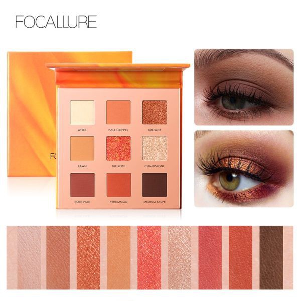 FOCALLURE New 9 Colors Eyeshadow Palette With Mirror FA-62