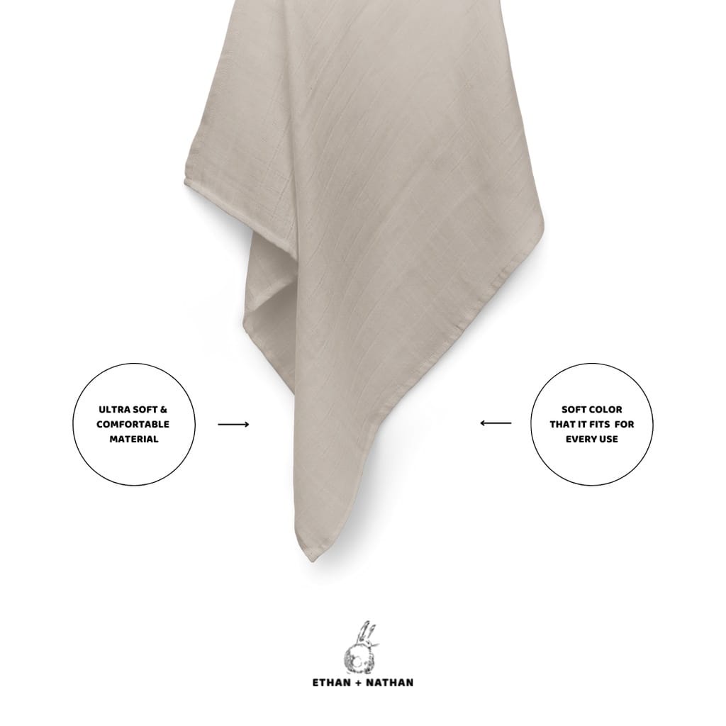 Ethan Nathan Organic Plain Muslin Swaddle - Bedong Bayi Organik ( E-NOPS ) warna dikirim random