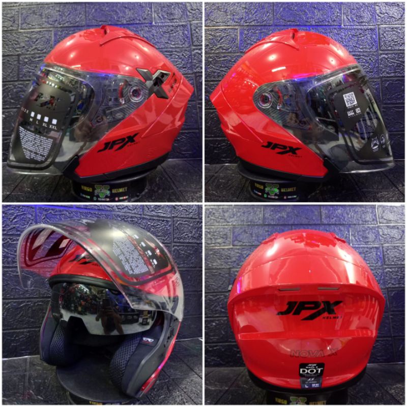 HELM JPX NOVA X SOLID RED FERRARI GLOSSY BLACK JPX NOVA RED ORIGINAL