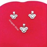 (COD)Liontin anak Mickey mouse/buah kalung mata berlian putih kilau full perak asli 925/silver lapisan emas putih murni!!!