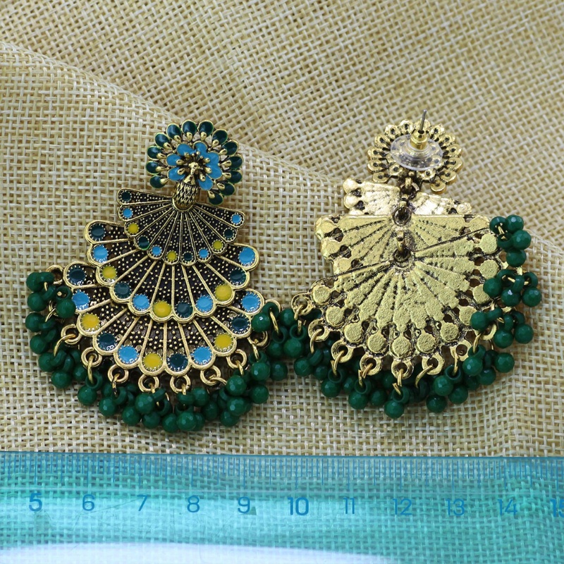 Siy 1 Pasang Anting Tusuk Gantung Desain Merak Enamel Warna Warni Gaya Mewahvintage Untuk Wanita