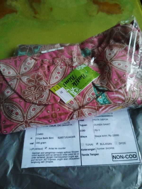 Griyabatikbimi Blouse Batik Anak Perempuan Lengan Panjang Size M Usia 7-8 Tahun