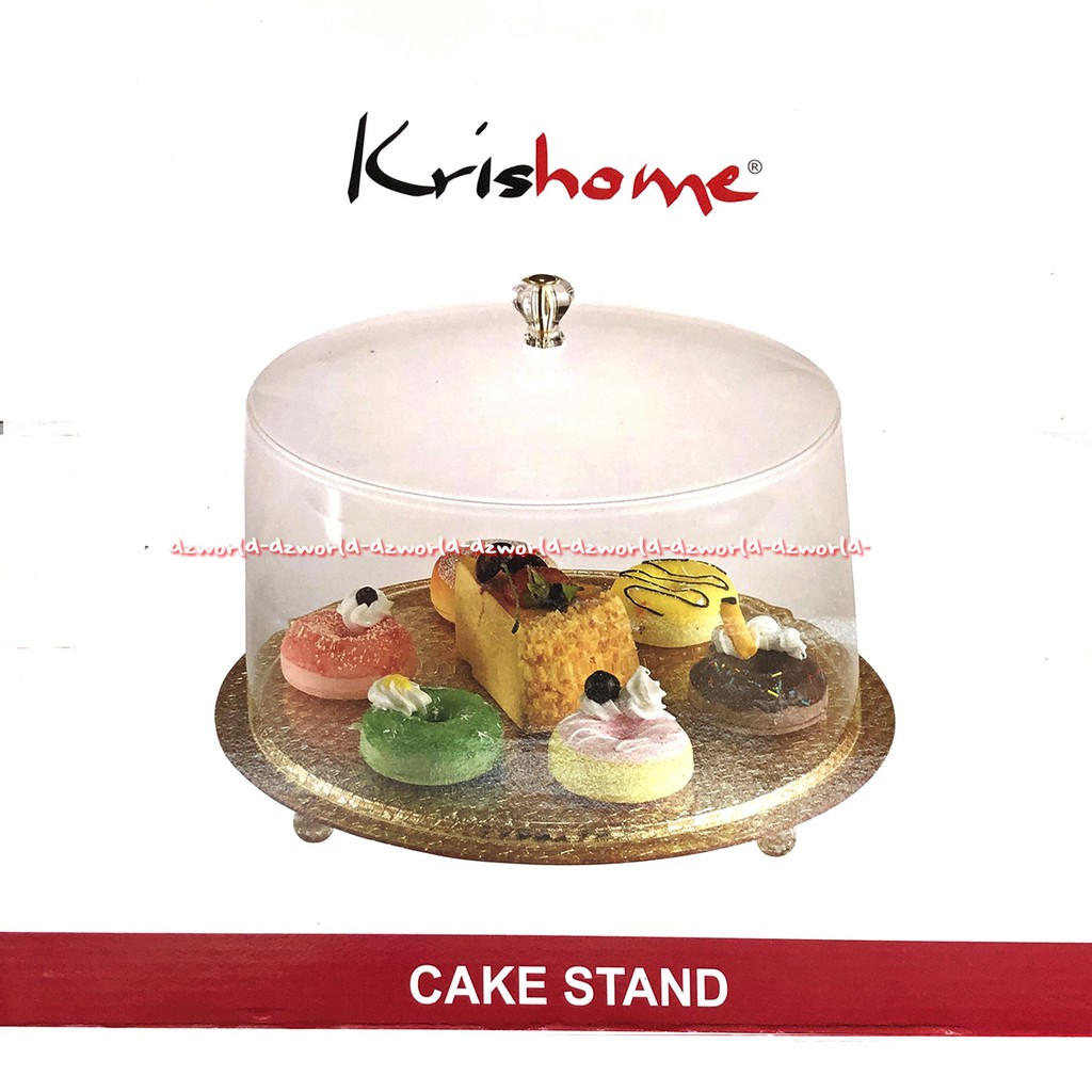 Krishome Cake Stand Gold Circle Tempat Snack Kue Cemilan Model 31cm