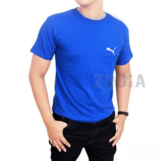 Kaos Logo Lengan Pendek Cotton Combed Biru