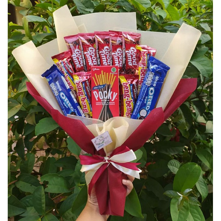 (S) BUKET CANTIK GOOD TIME MENAWAN/paket/bingkisan Snack Ulang Tahun/Ultah/ Wisuda/Kado/Hadiah