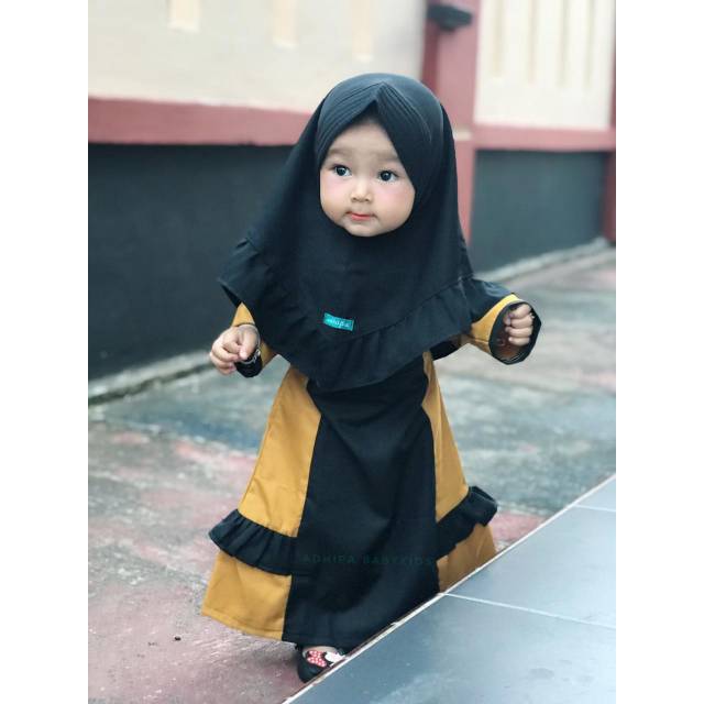 Rabiza Hijab Setelan Gamis Anak / Bayi warna MUSTARD