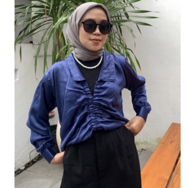 [ READY STOCK BANYAK WARNA ] Jifat Sateen Top / Atasan satin serut