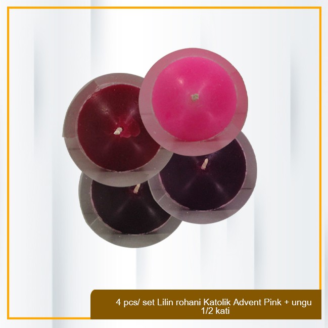 Lilin Advent/ Lilin Rohani Ibadah Katolik Natal Pink + Ungu 1/2 Kati