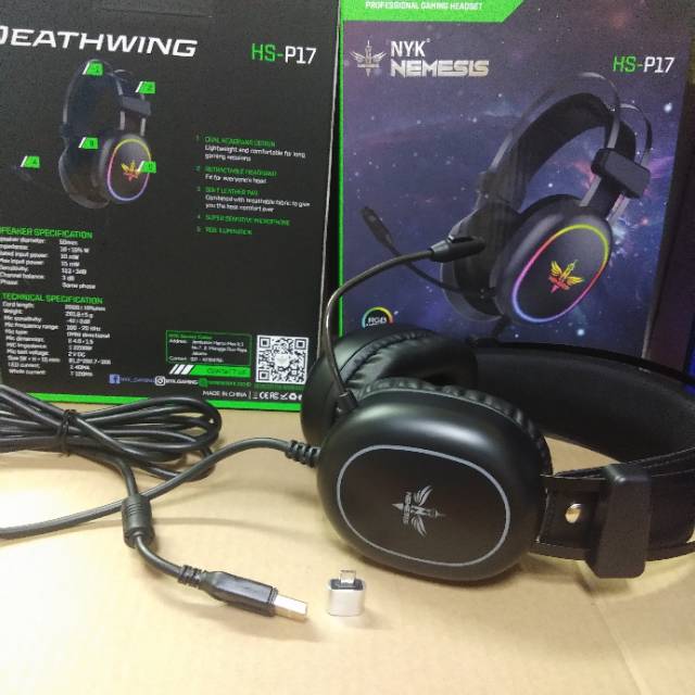 Nyk Deathwing HS-P17 Gaming Headset USB7.1 RGB free OTG