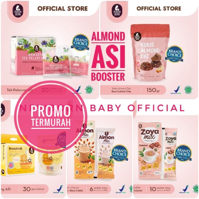 ALMON MIX / ALMON KUKIS / COOKIES MAMABEAR  ZOYA MIX / ASI BOOSTER ASI / PELANCAR ASI ALMOND MIX ASI BOOSTER MAMA BEAR / TEH PELANCAR ASI ZOYA MIX KATUK CEREAL / NUTRISI ASI