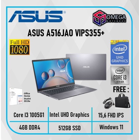 ASUS Vivobook A516JAO VIPS35 - i3 1005G1 4GB 512SSD W11+OHS 15.6FHD IPS