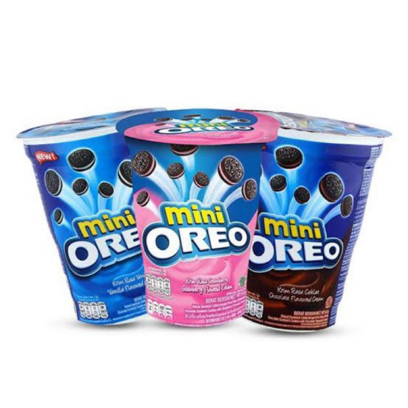 

OREO MINI CUP 67 GRAM RASA COKLAT VANILLA STROBERI