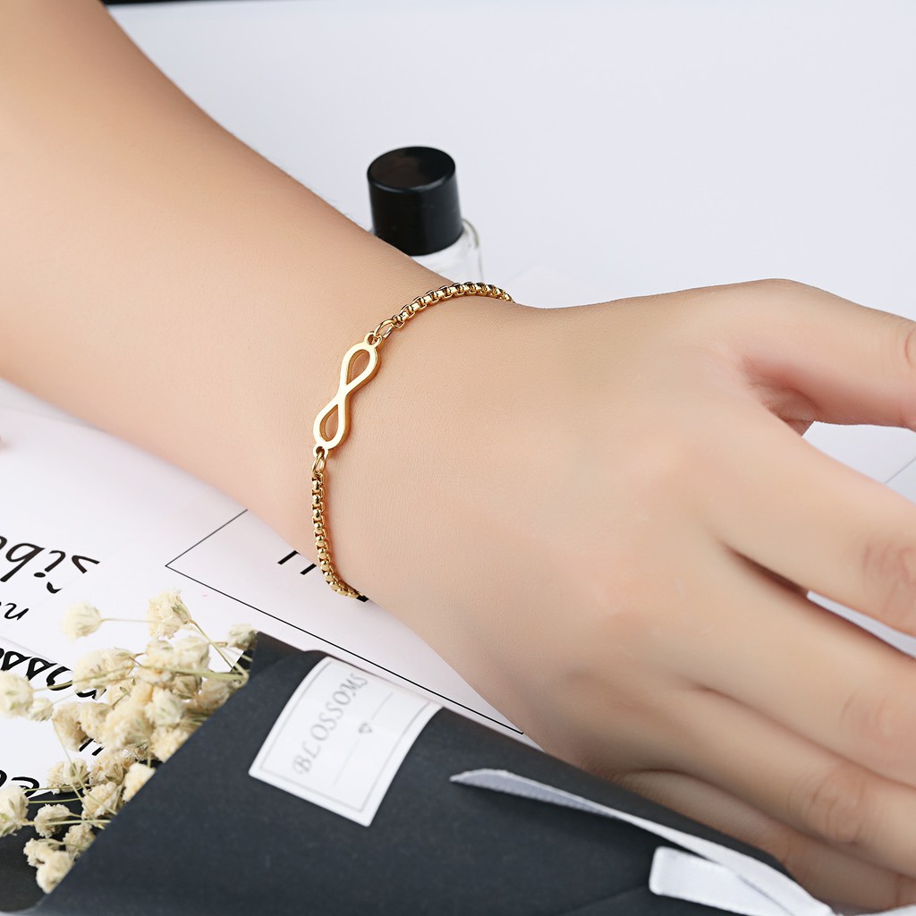 Gelang Infinity Aksesoris Titanium Korea Cocok Hadiah GK038 gold &amp; silver cocok hadiah