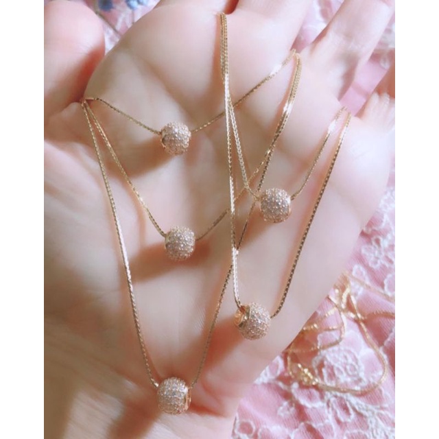 Kalung Bola Kristal Lapis Emas Anti karat