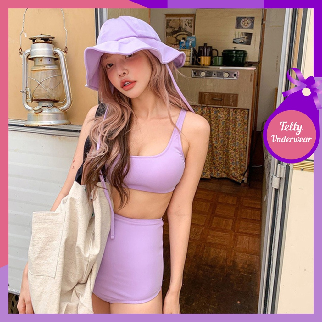 TELLY ➡️ S237 Baju Renang Bikini Wanita dengan Topi Fashion Import High Quality