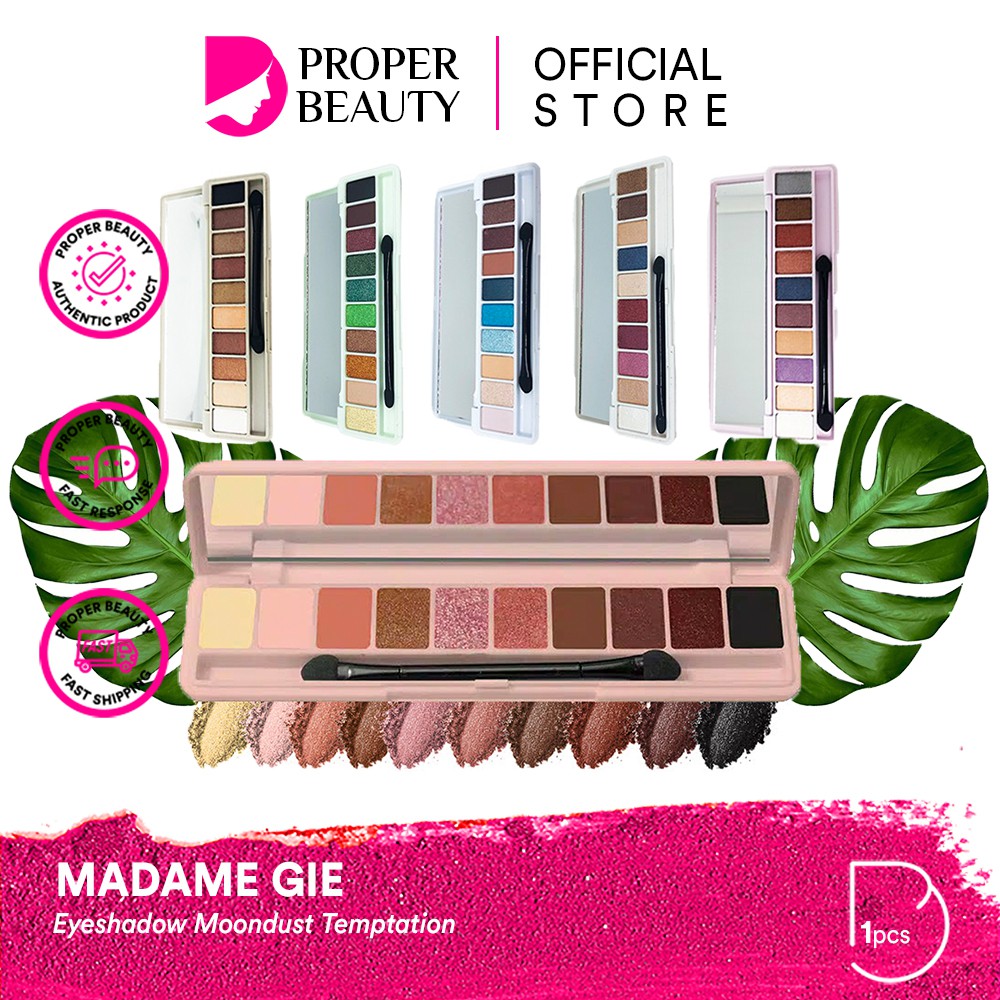 MADAME GIE Eyeshadow Moondust Temptation Indonesia / Primer BB Foundation Loose Powder Lipstick Blush On Eyeliner Eyebrow Mascara Lipstick Lip Matte Gloss Balm Kutek / Facial Wash Toner Essence Serum Sunscreen Moisturizer Cream Mask Masker / Lipill Paket