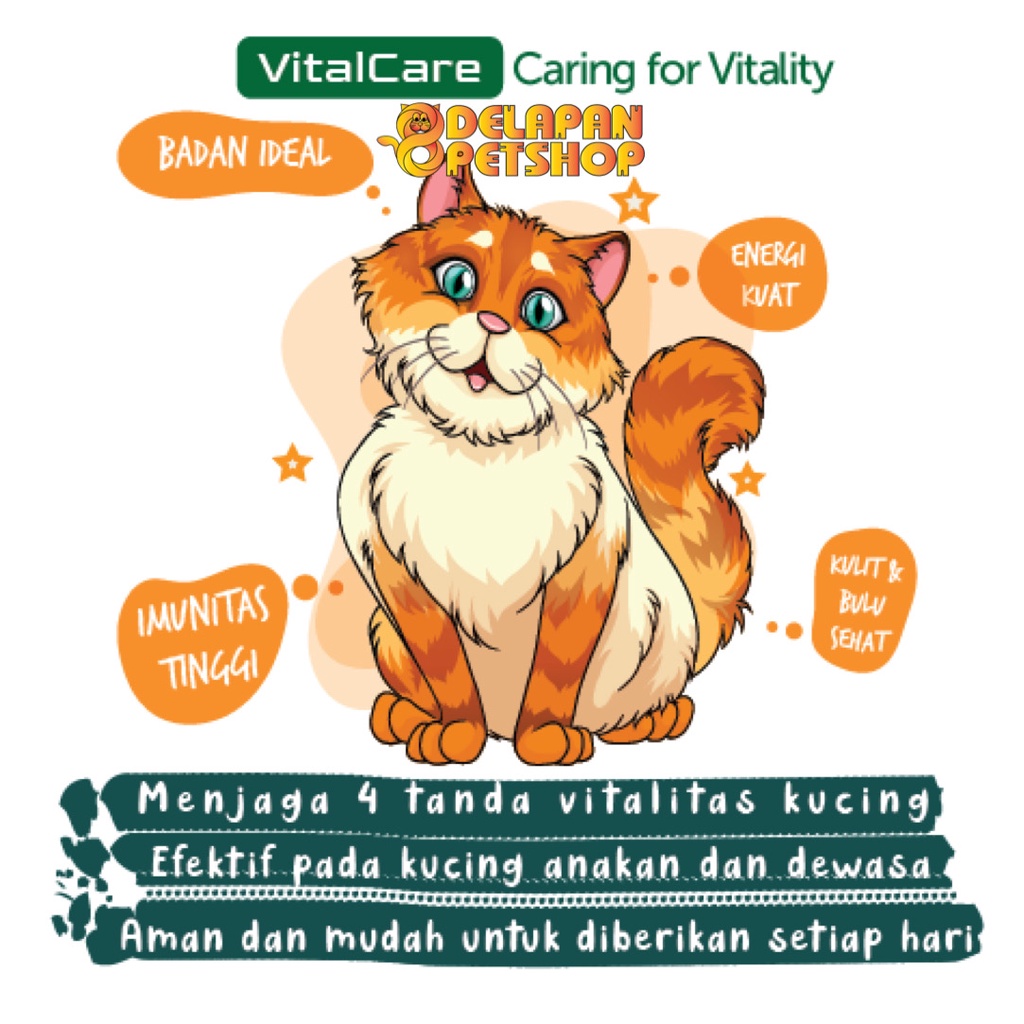 VitalCare Complete Nutrition 60 Caps Immune Support / Cat Fattener / Skin &amp; Coat / Vitamin Kucing / Suplemen Kucing