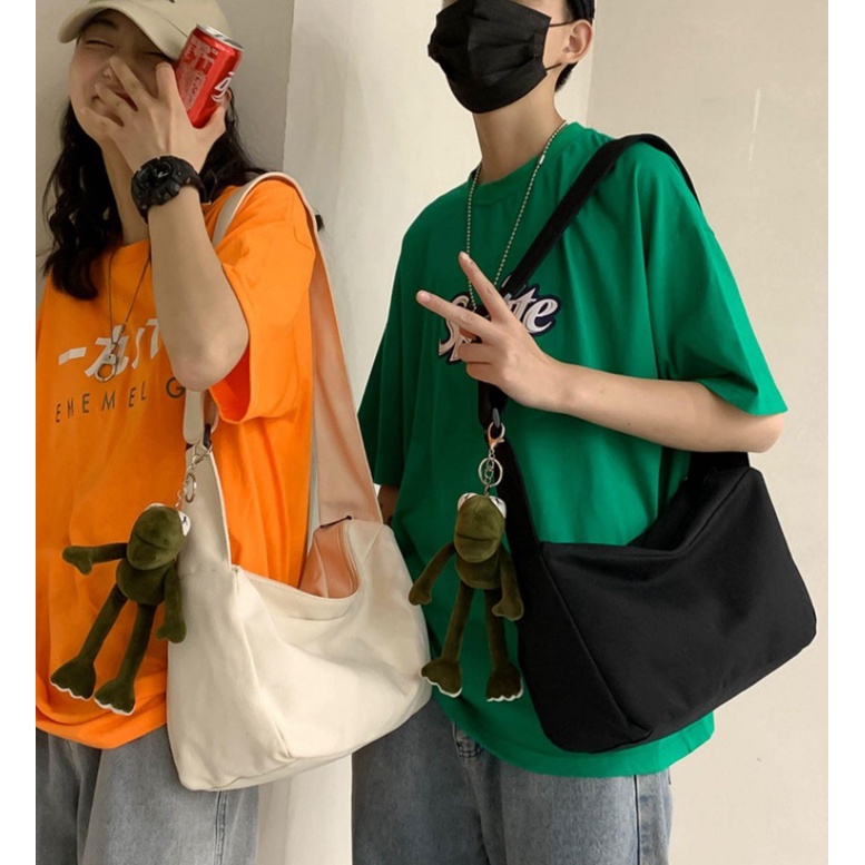 VIOR Sling Bag Tas Selempang Bahu Kanvas Canvas Sekolah kuliah Wanita Pria Remaja Polos Korean Emory Vintage Fashion Aesthetic Style Chikoisme (RSL)