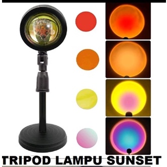 Lampu Sunset Aesthetic Fill Projector lamp Tidur Led lampu 4 warna tiktok Motif Matahari Terbenam Warna Pelangi Sunset Red