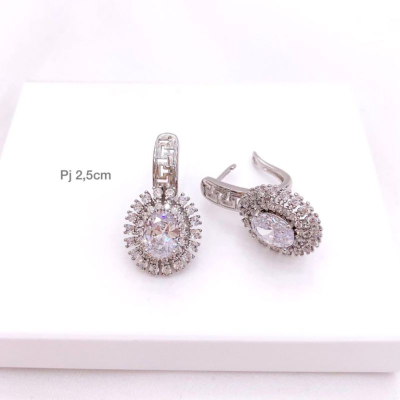 Anting Silver925 Full mata anting silver925 Perak mirip emas asli Mata kilau Anti Karat anti alergi anting premium zircon 081