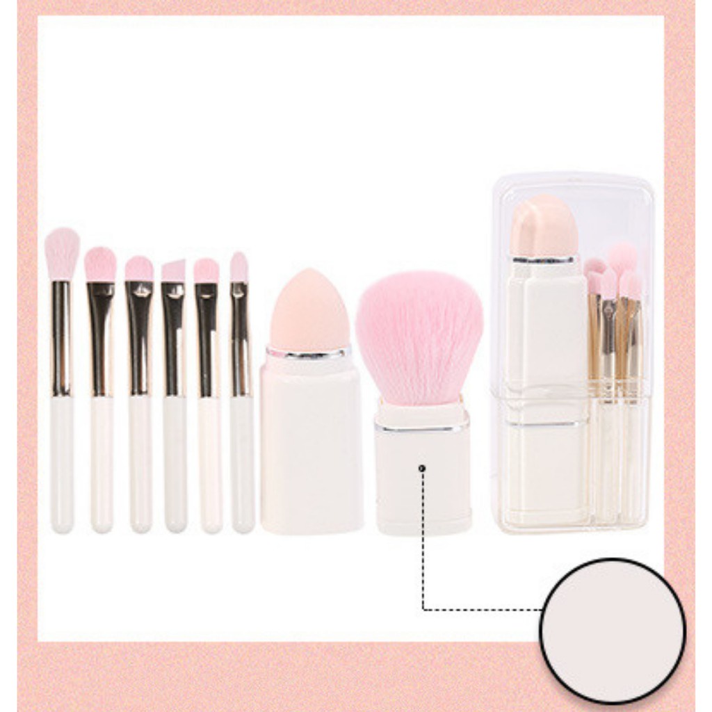 Kuas Brush Make Up Set 8 Pcs Portable Alat Makeup Brush Kosmetik + Kotak Penyimpanan