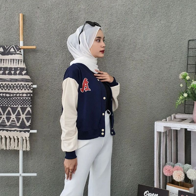 Jaket Wanita Crop | A Baseball jacket varsity | Jaket Bomber Crop | A Baseball