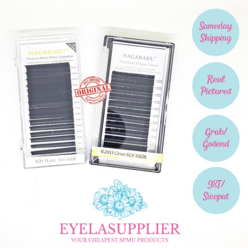 Nagaraku Ellipse Ellips Flat 0.15C 0.20C 0.15D 0.20D Premium Eyelash lashes Extension New Ellipse Premium Matte Ellipse Elips Ellipse