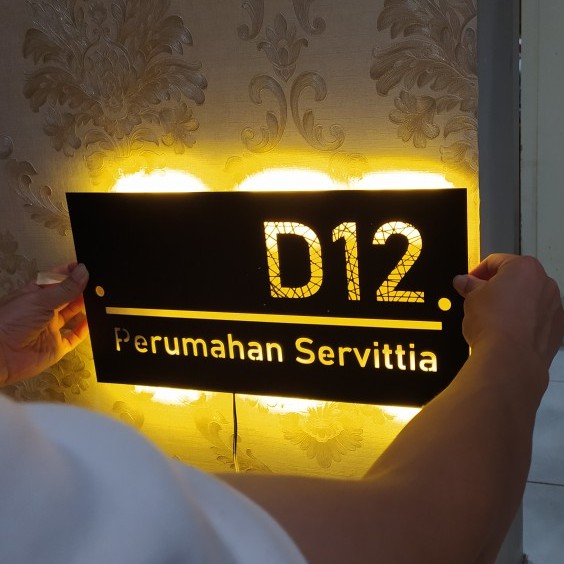 Papan Nomor Rumah | Nomor Rumah Akrilik Lampu LED Minimalis Modern