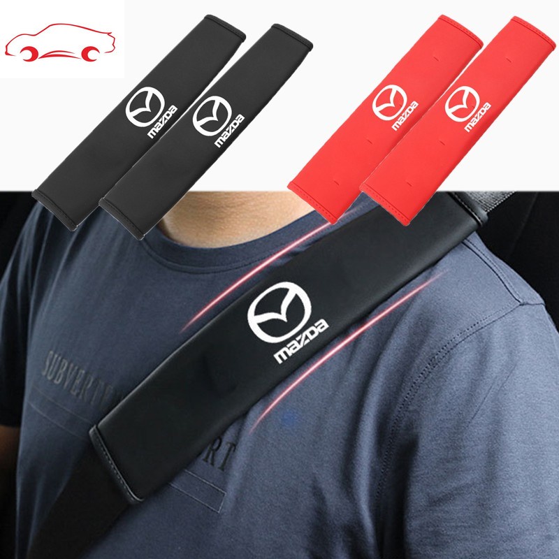 Car Seat Belt Cover Universal Leather Auto Safety Belt Shoulder Protector Strap Pad Cushion Cover For Mazda CX5 Mazda 3 2 6 5 CX3 RX8 BT50 323 CX8 CX30 RX7 626 CX7 NX5 CX9