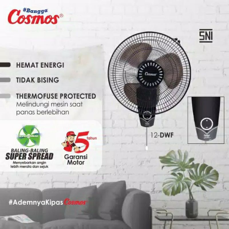 COSMOS kipas angin dinding tembok 12 inch 12DWF / wall fan 12&quot; 12 DWF