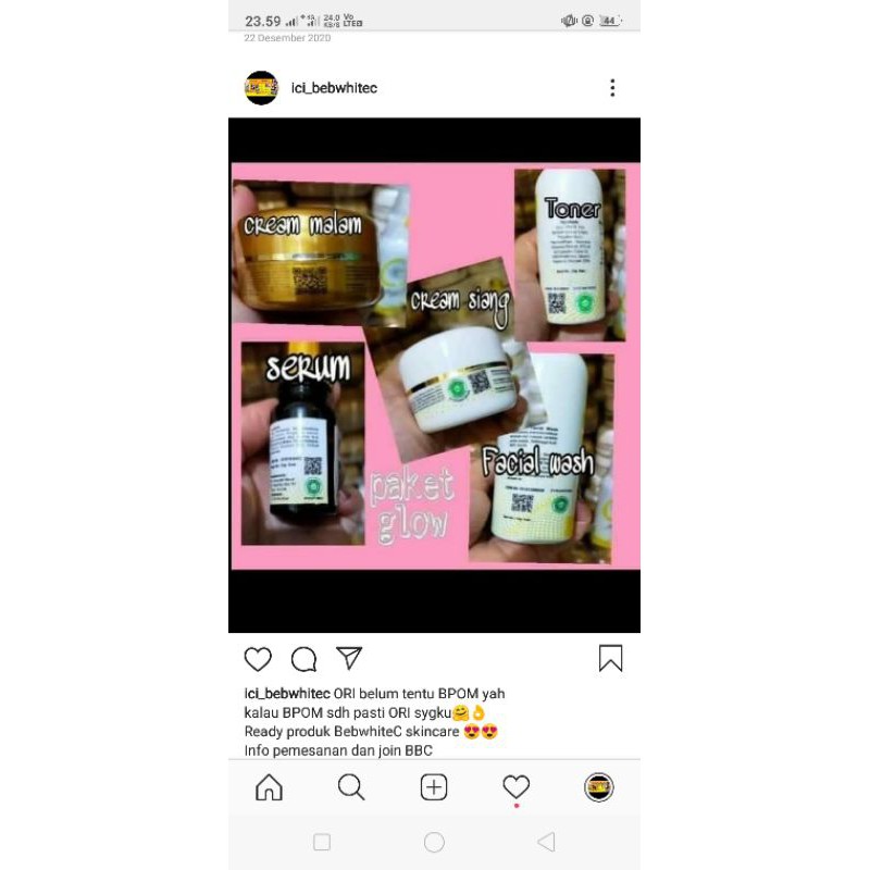 BBC / Paket ACNE/ paket GLOW / obat FLEK / cream pemutih / obat jerawat /cream glowing/BPOM