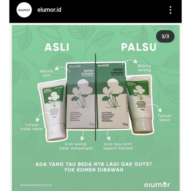 ELUMOR OXTER CREAM NEW FORMULA / KRIM PENCERAH KETIAK VIRAL BPOM