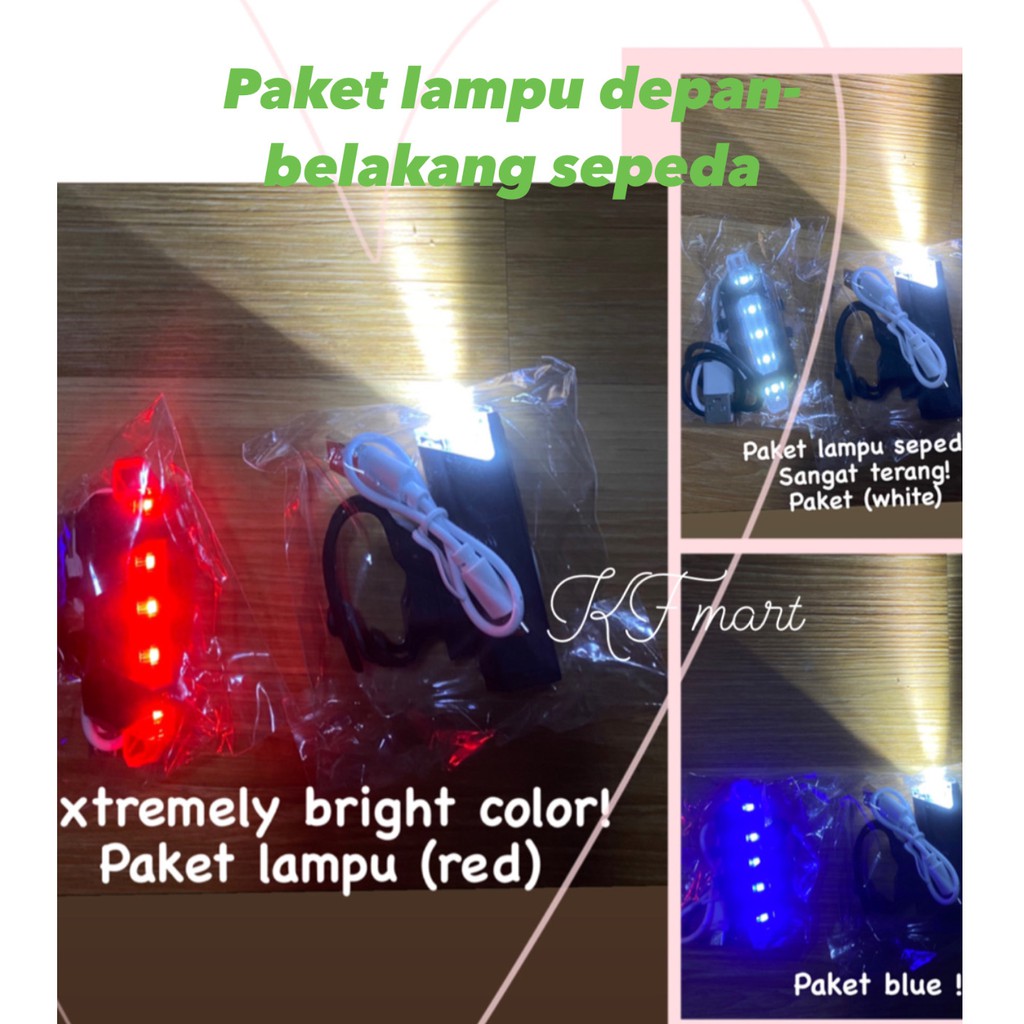 Paket lampu depan dan belakang sepeda/ Lampu sepeda/ aksesoris Gowes