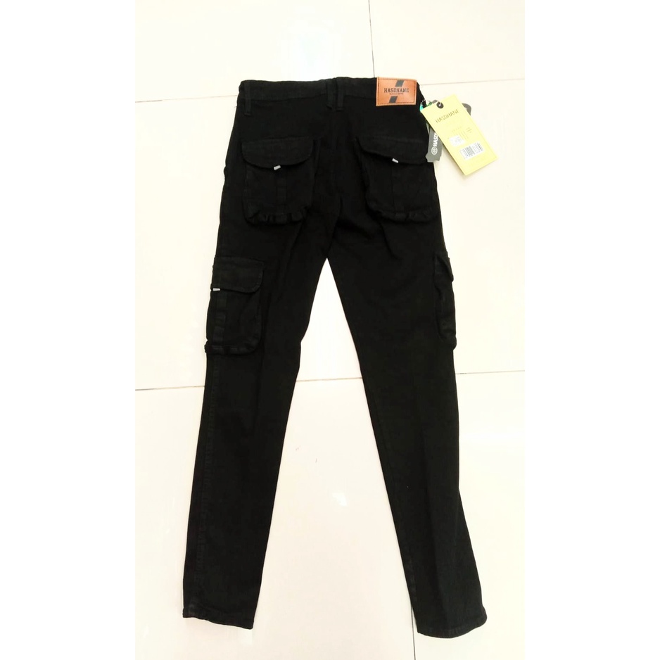 celana panjang pria dewasa hasdhane - levis soft hitam cargo 28-34