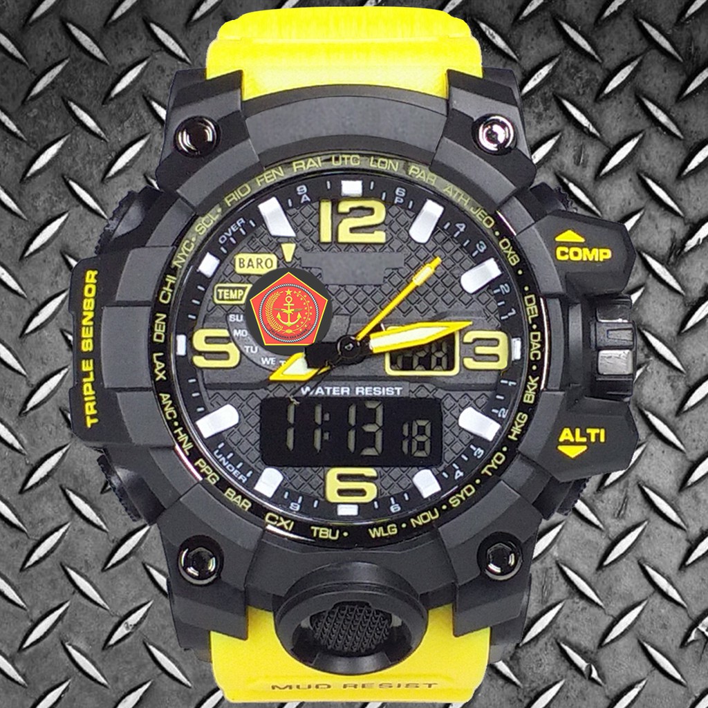 (Istimewa Bossque) Jam LOGO TNI Double Time Tali Kuning (Exclusive)