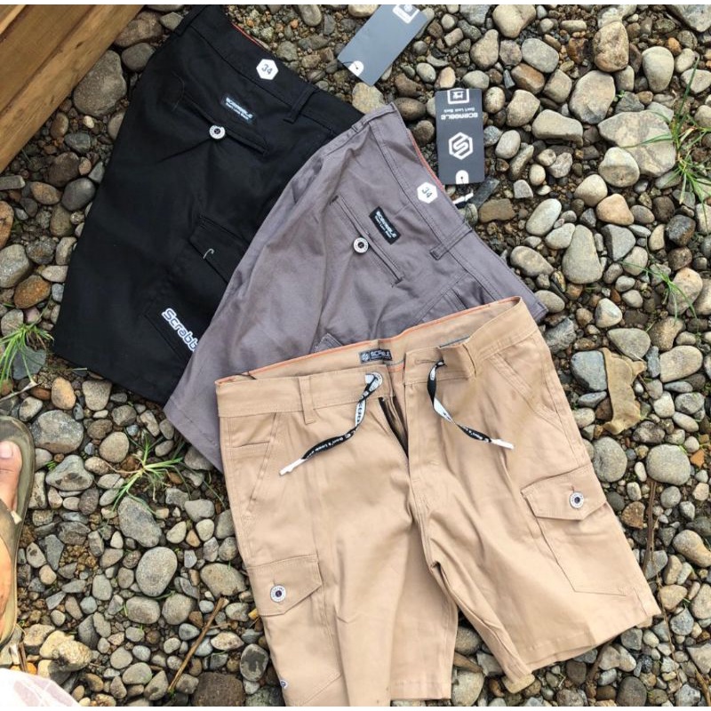 Celana pendek cargo atas lutut fashion dan berkualitas scrabble original murah