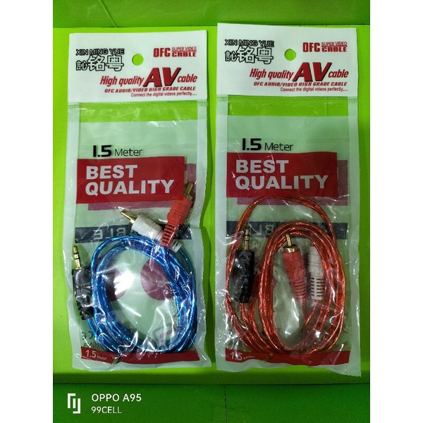 Kabel 2 RCA To jack mini stereo Kabel Aux 2 in 1 kabel audio HP ke speaker